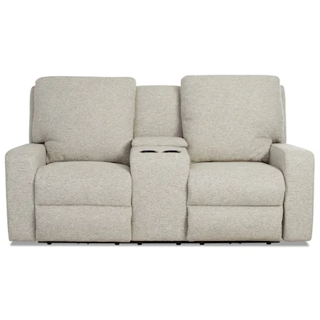 Contemporary Power Reclining Loveseat w/ Console, Power Headrests & XMS Massage